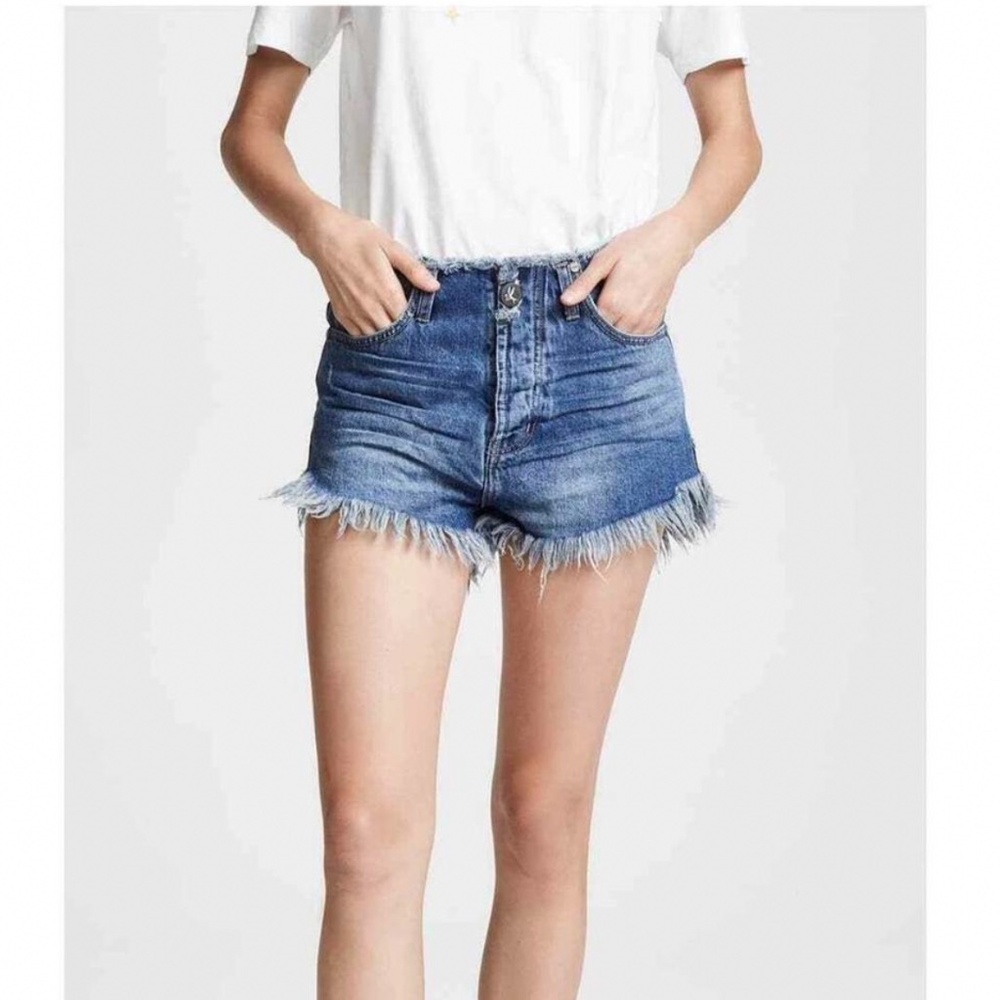 One teaspoon‎ Outlaw Raw Hem Mid Rise Denim Shorts Sz 28